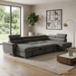 Urban Cali Sectional Burbank 130" Wide Large Sleeper Sectional Sofa Bed with Adjustable Headrests and Storage Chaises in Ulani Ash