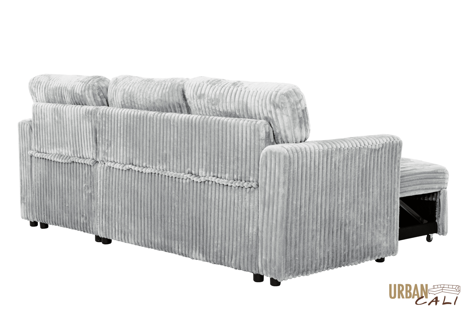 Urban Cali Sectional Calabasas Corduroy Reversible Sleeper Sectional Sofa Bed with Storage Chaise – Available in 2 Colours