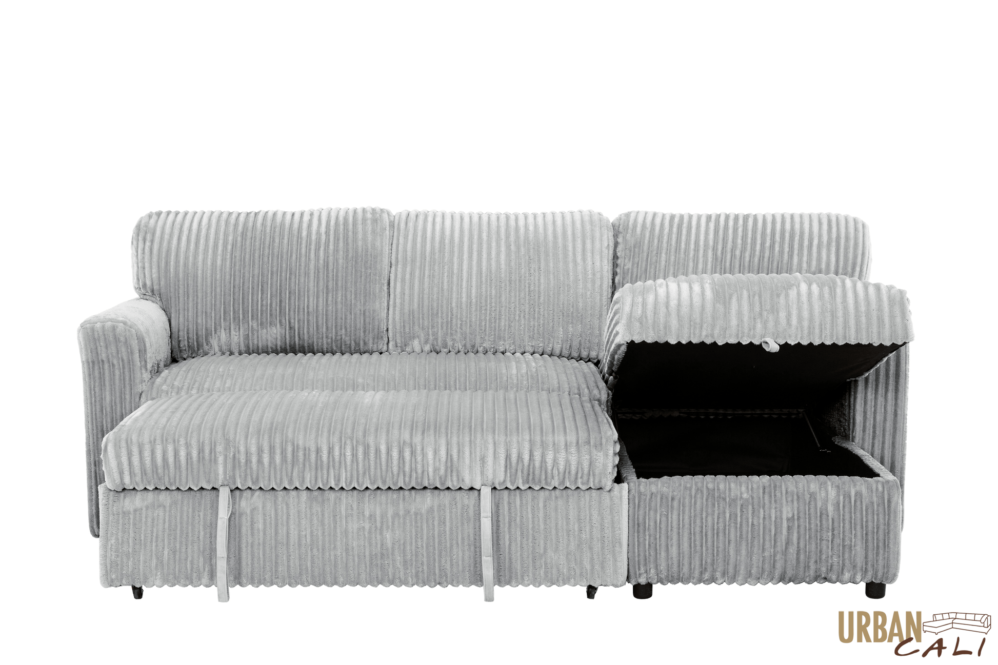 Urban Cali Sectional Calabasas Corduroy Reversible Sleeper Sectional Sofa Bed with Storage Chaise – Available in 2 Colours