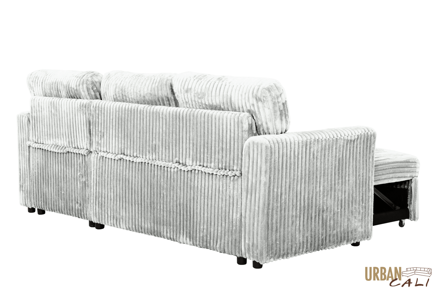 Urban Cali Sectional Calabasas Corduroy Reversible Sleeper Sectional Sofa Bed with Storage Chaise – Available in 2 Colours