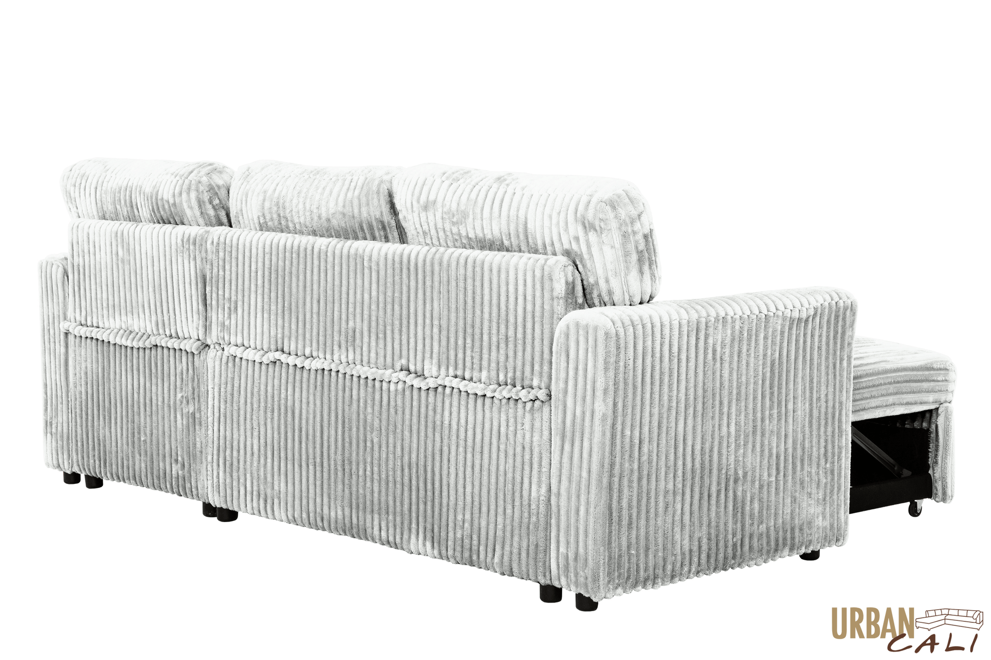 Urban Cali Sectional Calabasas Corduroy Reversible Sleeper Sectional Sofa Bed with Storage Chaise – Available in 2 Colours