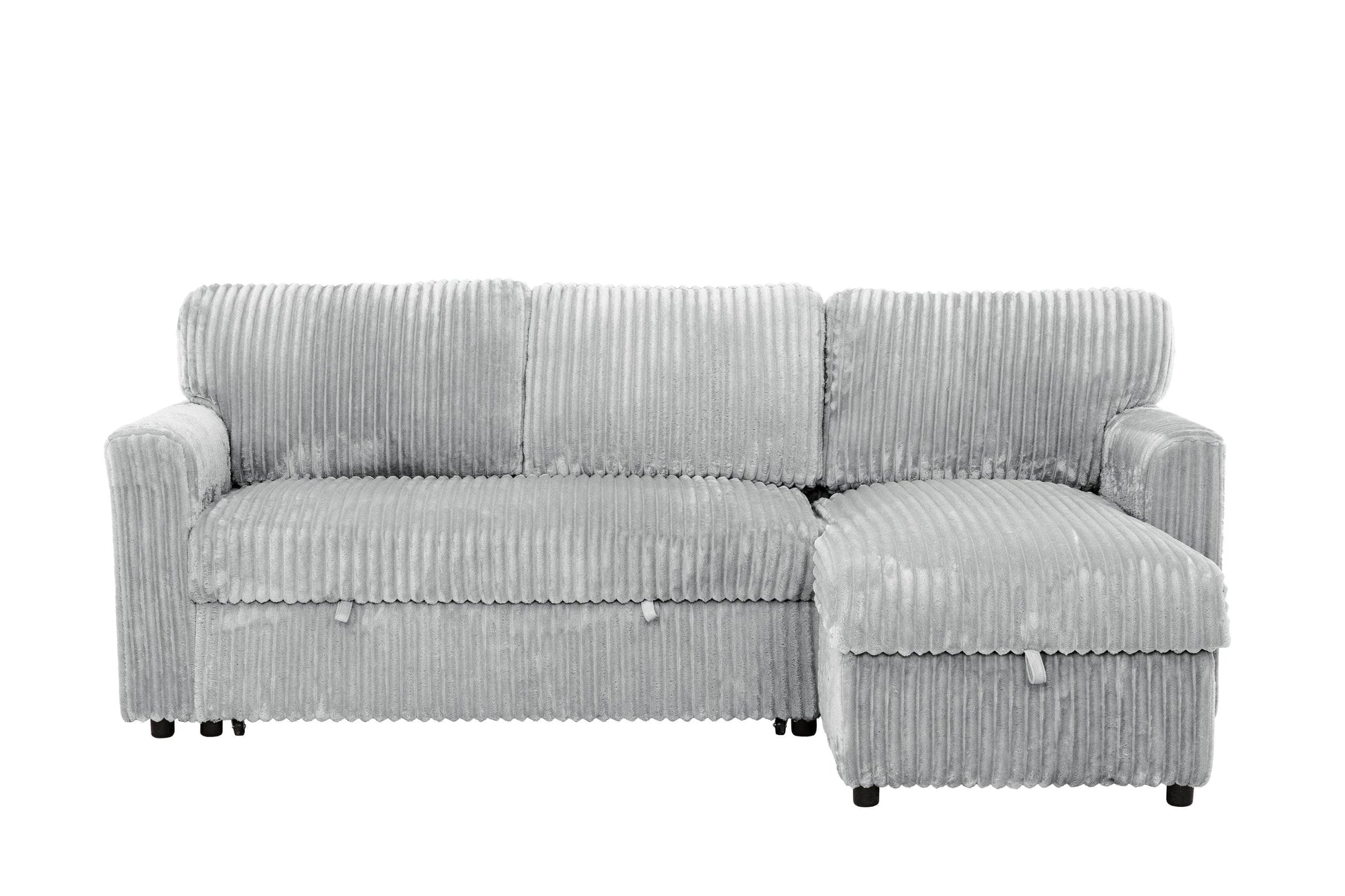 Urban Cali Sectional Grey Calabasas Corduroy Reversible Sleeper Sectional Sofa Bed with Storage Chaise – Available in 2 Colours