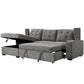 Urban Cali Sectional Left Facing Chaise Avila 98.5" Wide Sleeper Sectional Sofa Bed with Cupholders and Storage Chaise in Ulani Ash