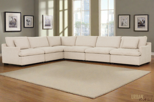 Long Beach Large Modular L-Shaped Sectional Sofa in Axel Beige