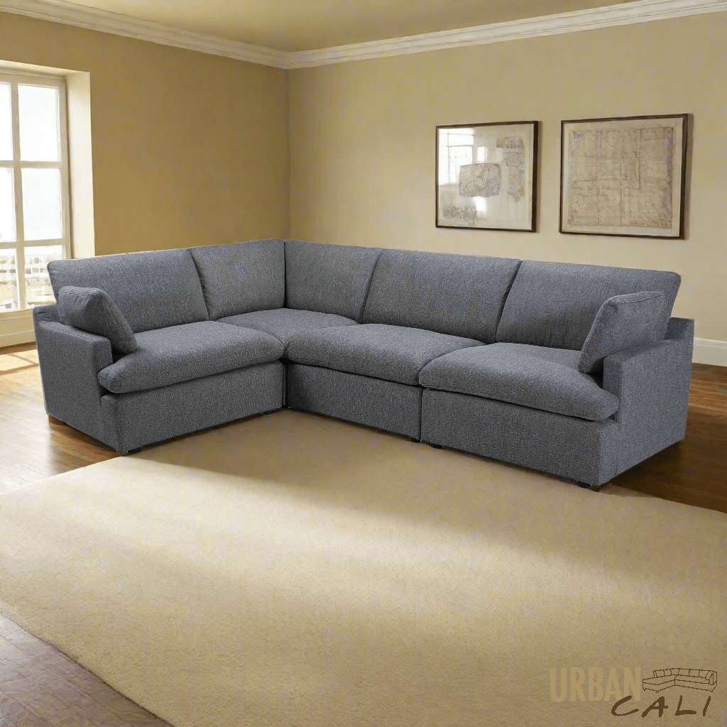 Long Beach Medium Modular L-Shaped Sectional Sofa in Axel Beige - Available in 3 Colours