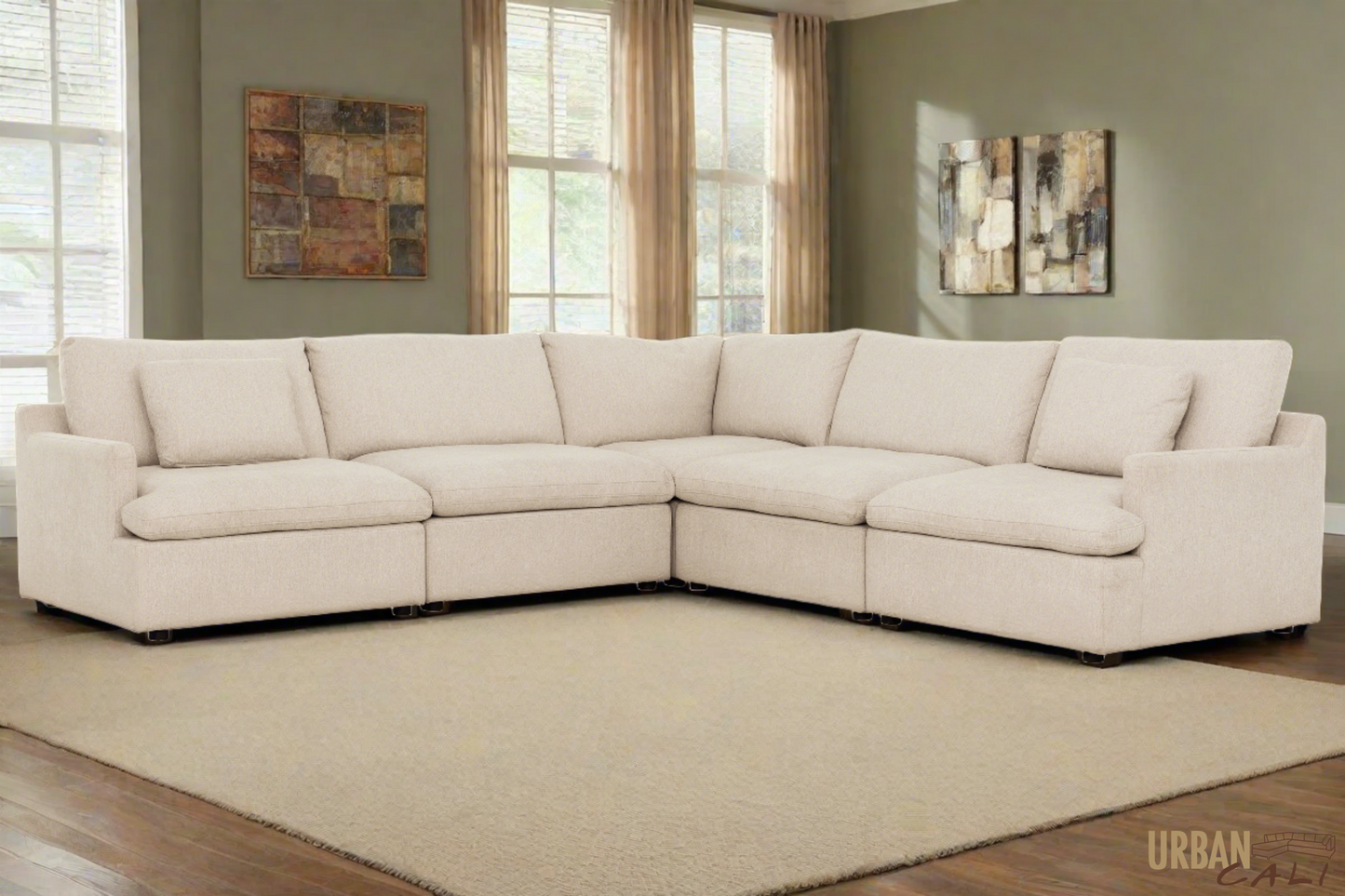 Long Beach Modular Corner Sectional Sofa in Axel Beige