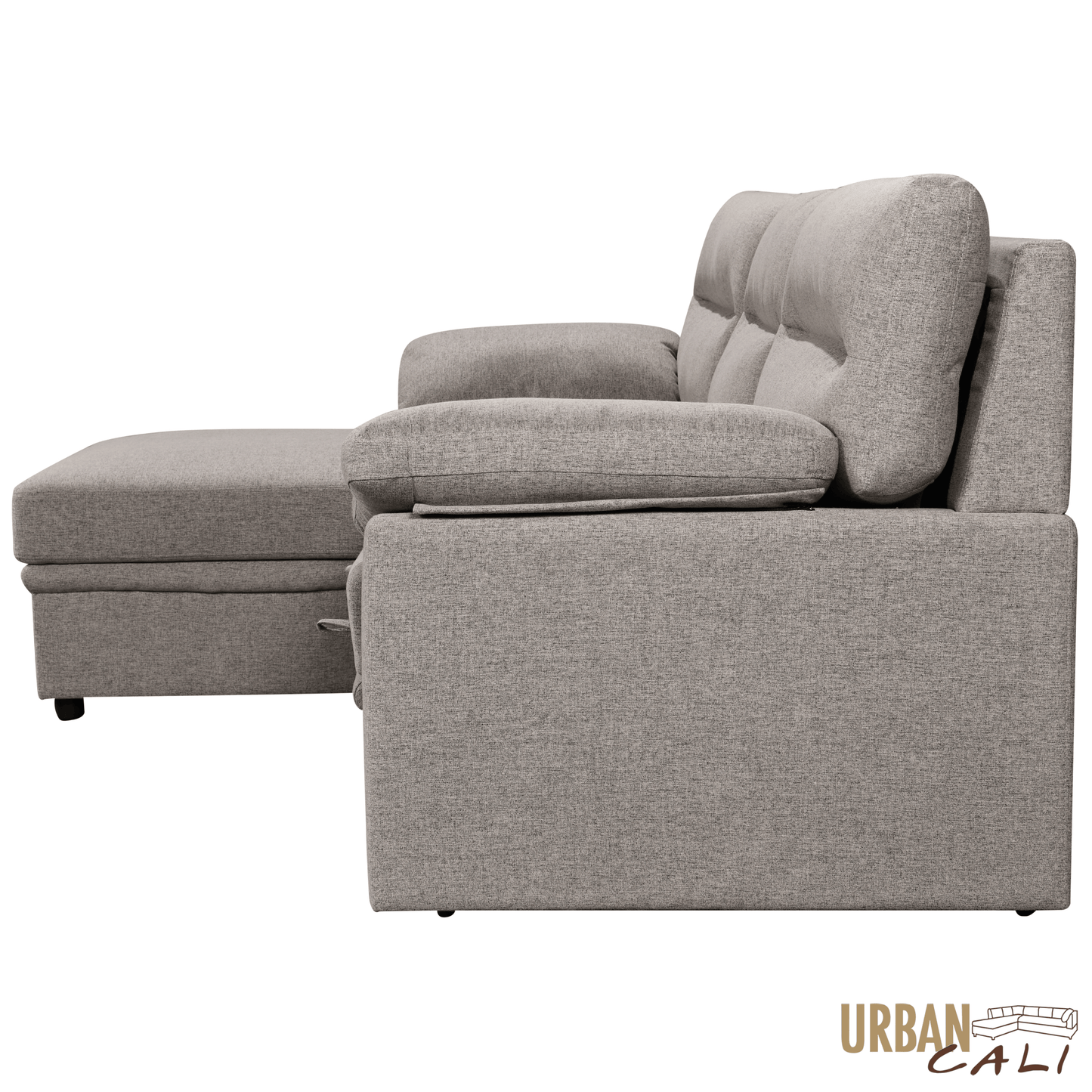 Urban Cali Sectional Malibu 94.5" Wide Sleeper Sectional Sofa Bed with Pull Down Tray, Cupholders Wireless Charger and Storage Chaise - Available in 2 Colours