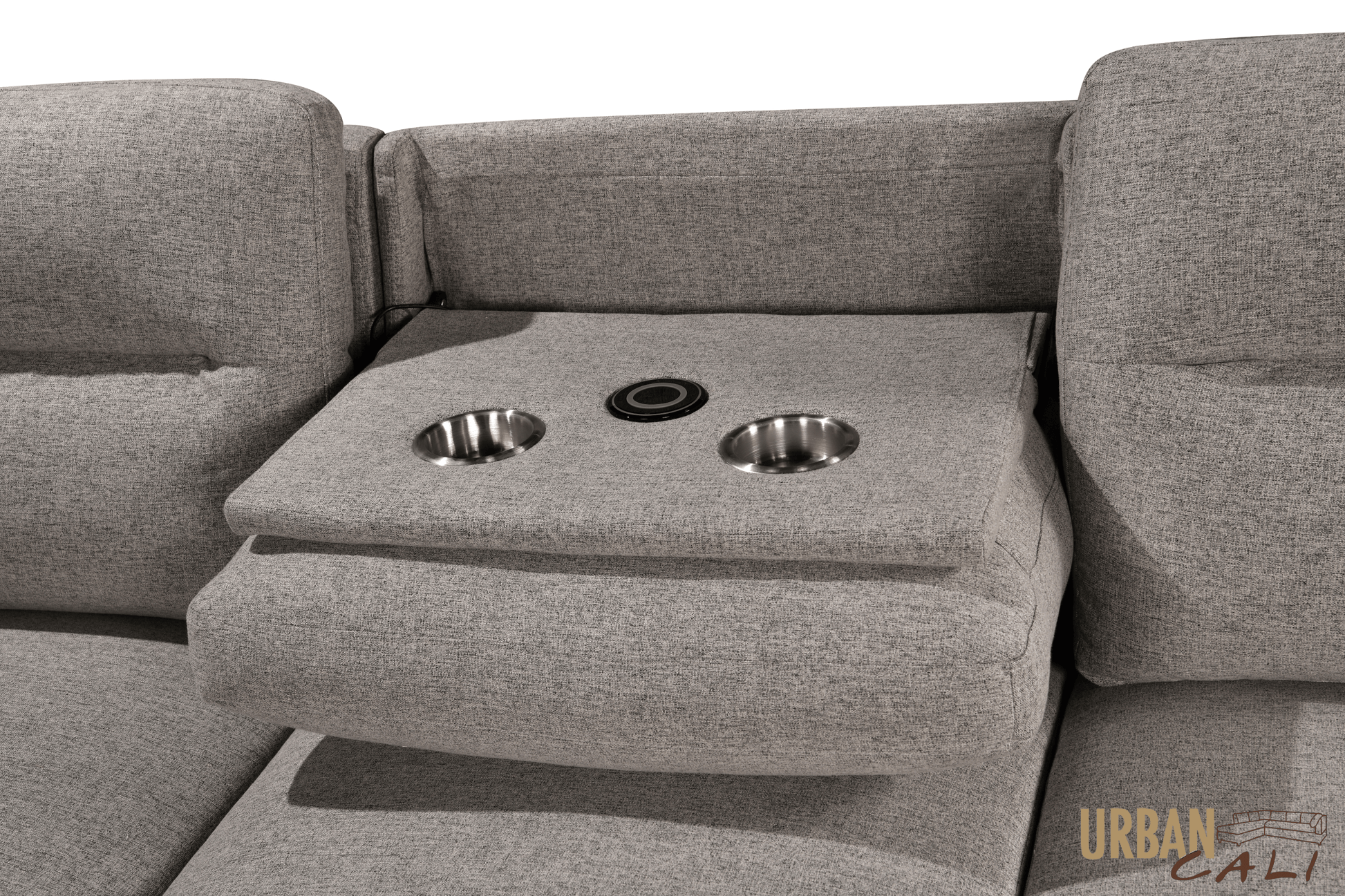 Urban Cali Sectional Malibu 94.5" Wide Sleeper Sectional Sofa Bed with Pull Down Tray, Cupholders Wireless Charger and Storage Chaise - Available in 2 Colours
