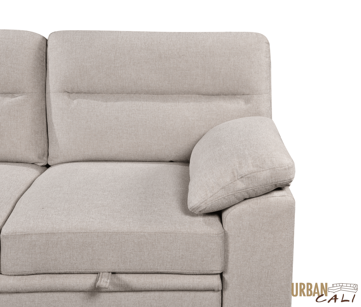 Urban Cali Sectional Malibu 94.5" Wide Sleeper Sectional Sofa Bed with Pull Down Tray, Cupholders Wireless Charger and Storage Chaise - Available in 2 Colours