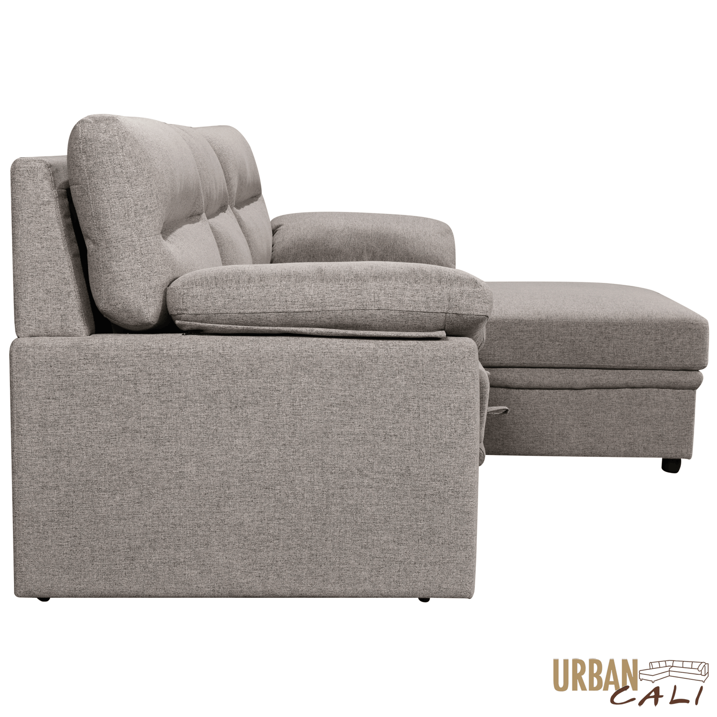 Urban Cali Sectional Malibu 94.5" Wide Sleeper Sectional Sofa Bed with Pull Down Tray, Cupholders Wireless Charger and Storage Chaise - Available in 2 Colours