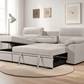 Urban Cali Sectional Malibu 94.5" Wide Sleeper Sectional Sofa Bed with Pull Down Tray, Cupholders Wireless Charger and Storage Chaise - Available in 2 Colours
