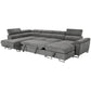 Urban Cali Sectional Right Facing Chaise Burbank 130" Wide Large Sleeper Sectional Sofa Bed with Adjustable Headrests and Storage Chaises in Ulani Ash