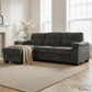 Urban Cali Sectional Savio 96" Wide Sleeper Sectional Sofa Bed with Reversible Storage Chaise in Bev Slate