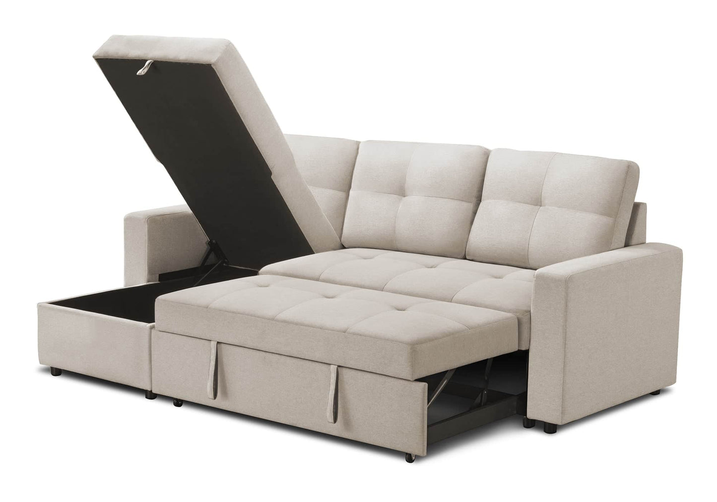 Venice Sleeper Sectional Sofa Bed with Reversible Storage Chaise - Available in 6 Colours