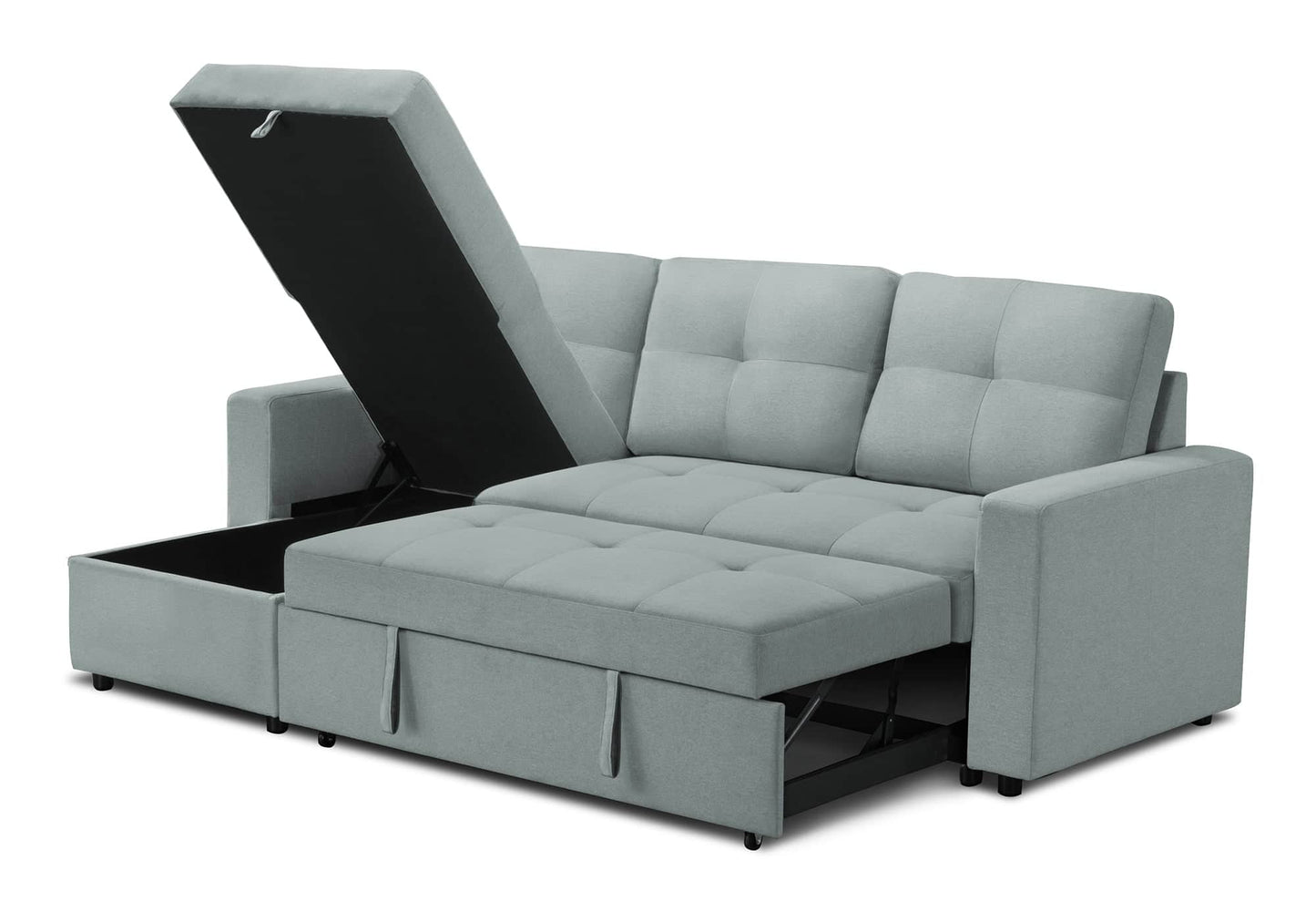 Venice Sleeper Sectional Sofa Bed with Reversible Storage Chaise - Available in 6 Colours
