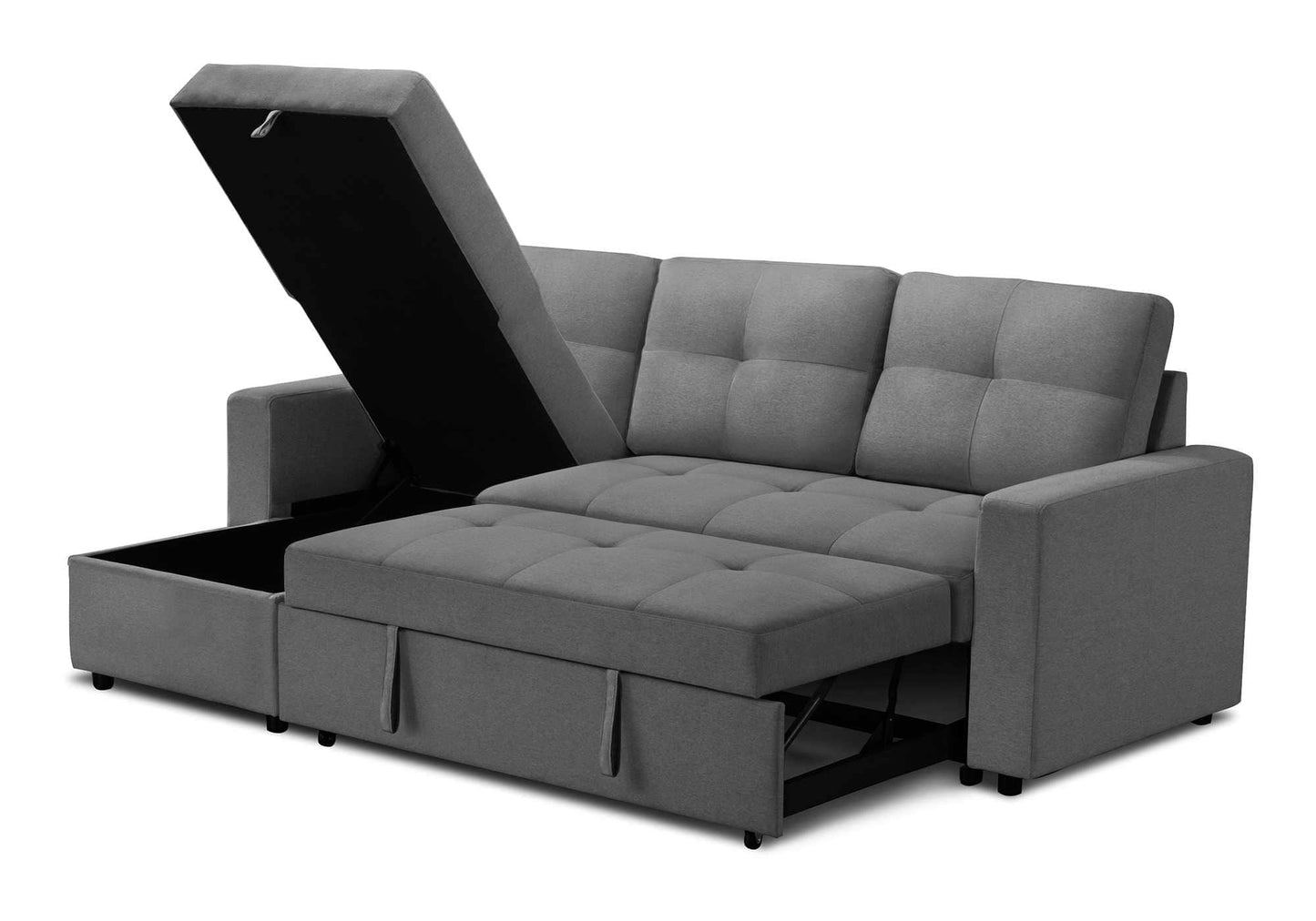 Venice Sleeper Sectional Sofa Bed with Reversible Storage Chaise - Available in 6 Colours
