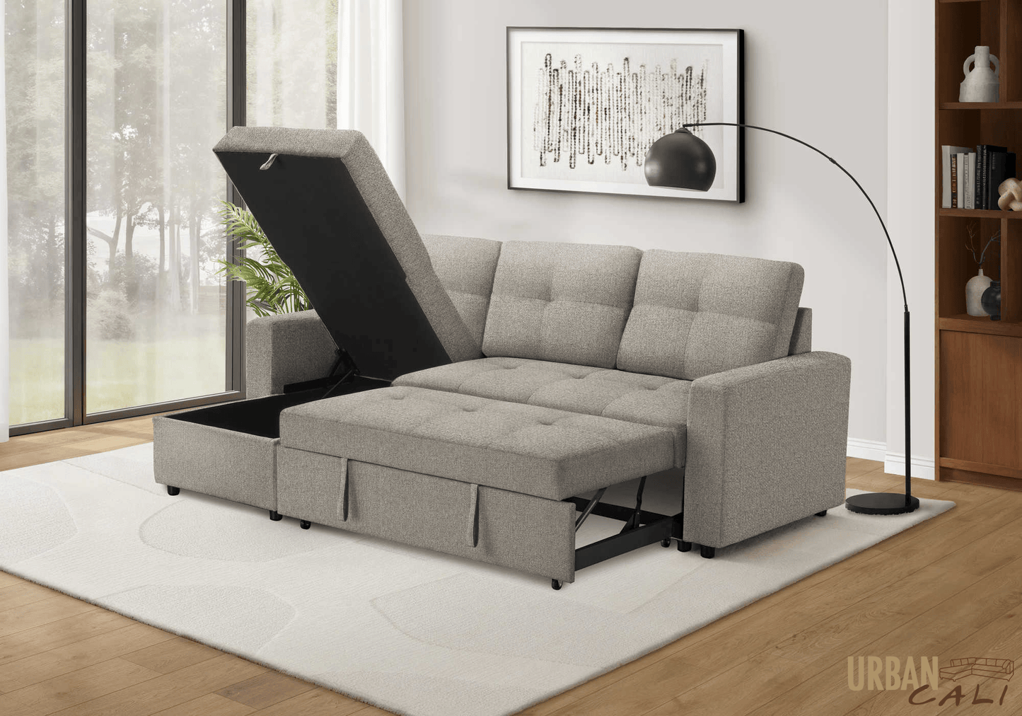 Venice Sleeper Sectional Sofa Bed with Reversible Storage Chaise - Available in 6 Colours