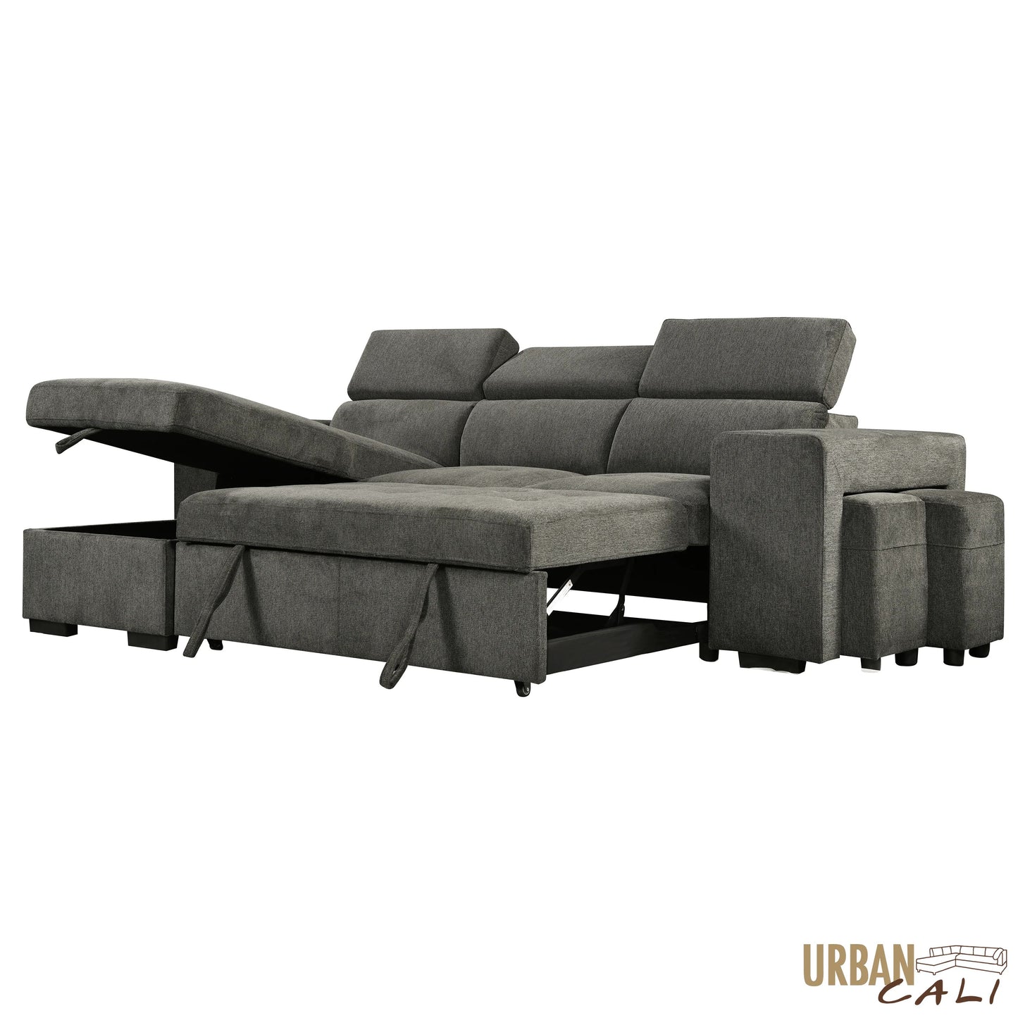 Sonoma 103.5" Wide Sleeper Sectional Sofa Bed with Reversible Storage Chaise and 2 Stools - Available in 2 Colours