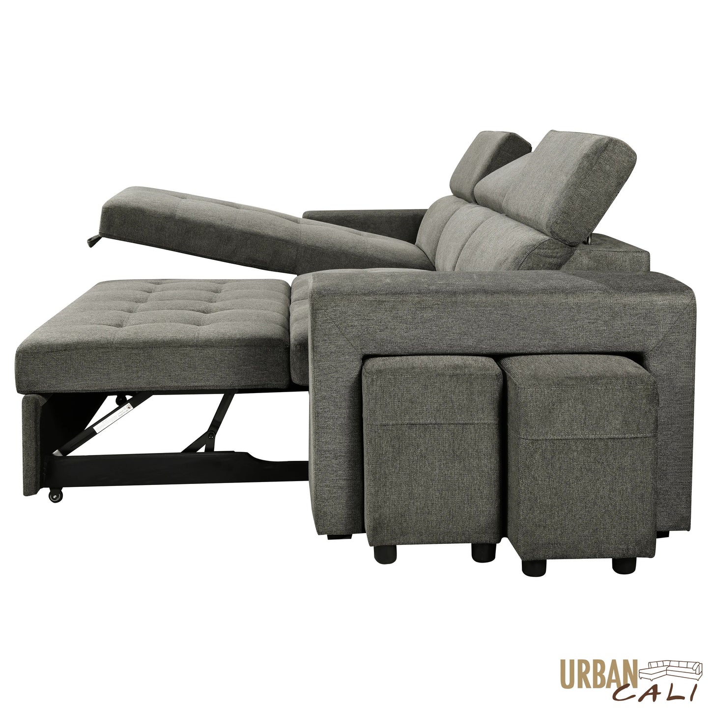 Sonoma 103.5" Wide Sleeper Sectional Sofa Bed with Reversible Storage Chaise and 2 Stools - Available in 2 Colours