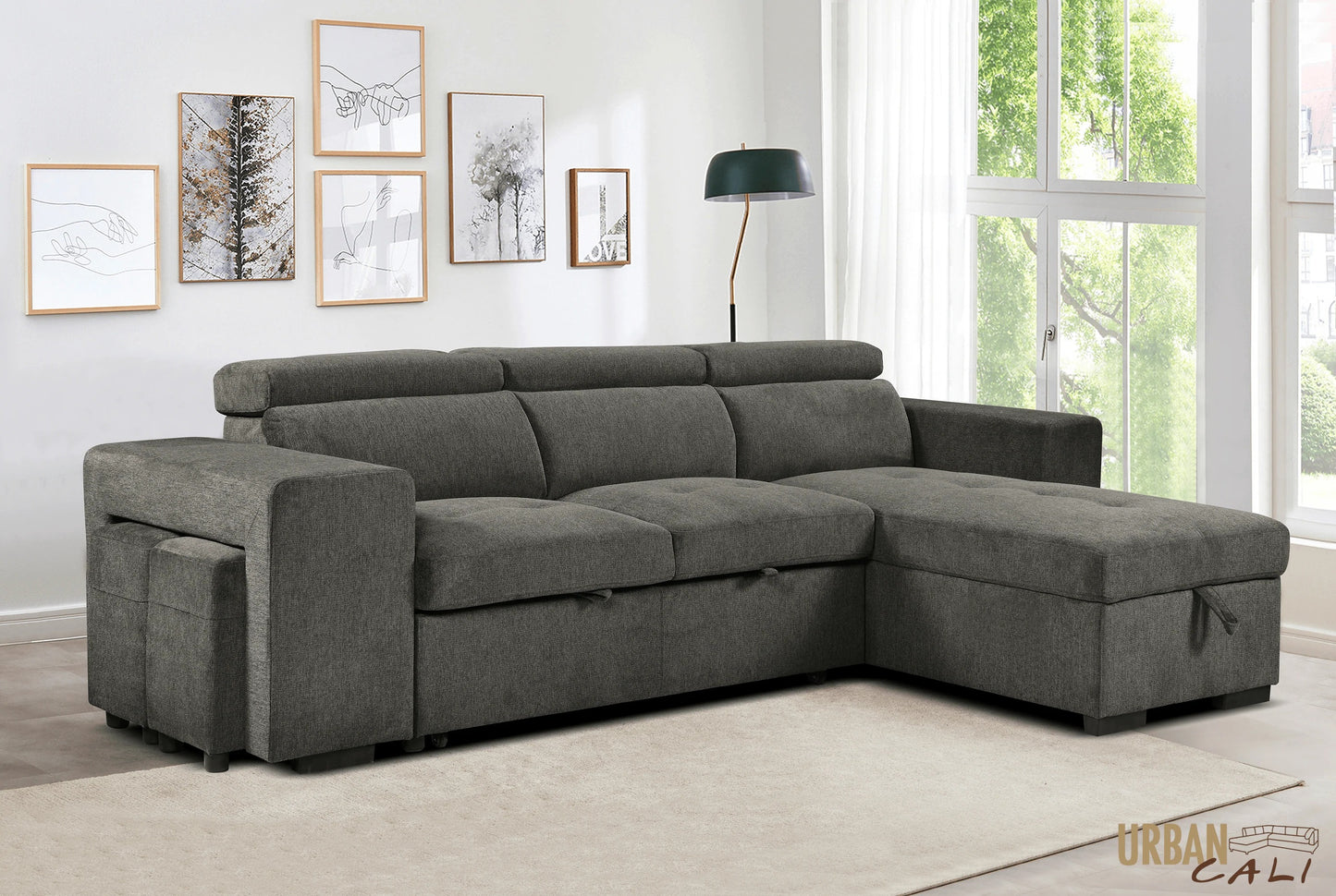 Sonoma 103.5" Wide Sleeper Sectional Sofa Bed with Reversible Storage Chaise and 2 Stools - Available in 2 Colours