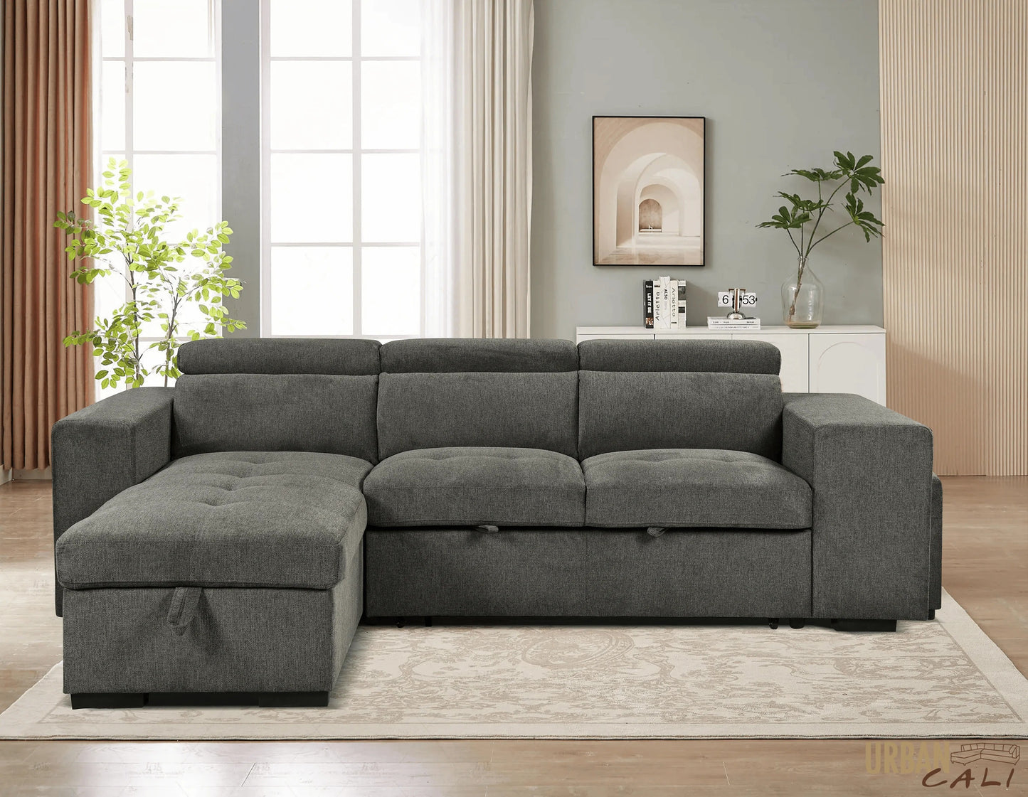 Sonoma 103.5" Wide Sleeper Sectional Sofa Bed with Reversible Storage Chaise and 2 Stools - Available in 2 Colours