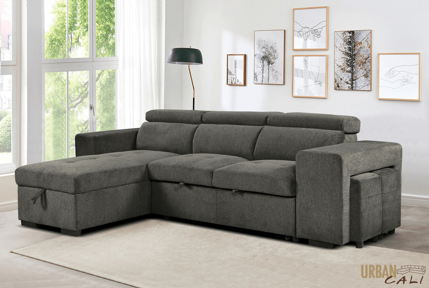 Sonoma 103.5" Wide Sleeper Sectional Sofa Bed with Reversible Storage Chaise and 2 Stools - Available in 2 Colours