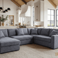 Urban Cali Sleeper Sectional Atherton 123.25" Wide Large Sleeper Sectional Sofa Bed with Storage Chaise in Mecca Grey
