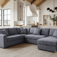 Urban Cali Sleeper Sectional Atherton 123.25" Wide Large Sleeper Sectional Sofa Bed with Storage Chaise in Mecca Grey