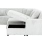 Urban Cali Sleeper Sectional Atherton Opulence Plush Light Grey Corduroy Large Sleeper Sectional Sofa Bed with Storage Chaise
