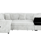 Urban Cali Sleeper Sectional Atherton Opulence Plush Light Grey Corduroy Large Sleeper Sectional Sofa Bed with Storage Chaise