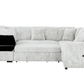 Urban Cali Sleeper Sectional Atherton Opulence Plush Light Grey Corduroy Large Sleeper Sectional Sofa Bed with Storage Chaise