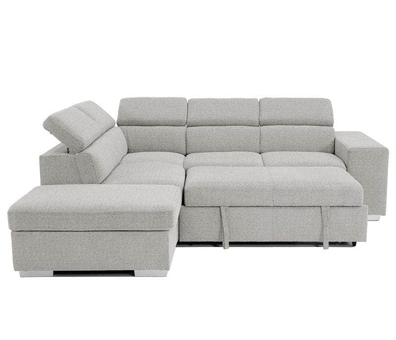Grand canapé-lit sectionnel Pasadena avec pouf de rangement et 2 tabourets - Disponible en 2 couleurs