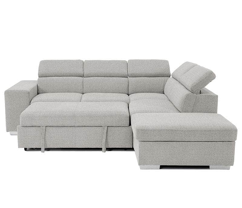 Grand canapé-lit sectionnel Pasadena avec pouf de rangement et 2 tabourets - Disponible en 2 couleurs