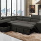 Pasadena Large Sleeper Sectional Sofa Bed with Storage Ottoman and 2 Stools - Available in 3 Colours