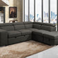 Pasadena Large Sleeper Sectional Sofa Bed with Storage Ottoman and 2 Stools - Available in 3 Colours