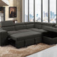 Pasadena Large Sleeper Sectional Sofa Bed with Storage Ottoman and 2 Stools - Available in 3 Colours