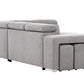 Pasadena Large Sleeper Sectional Sofa Bed with Storage Ottoman and 2 Stools - Available in 3 Colours