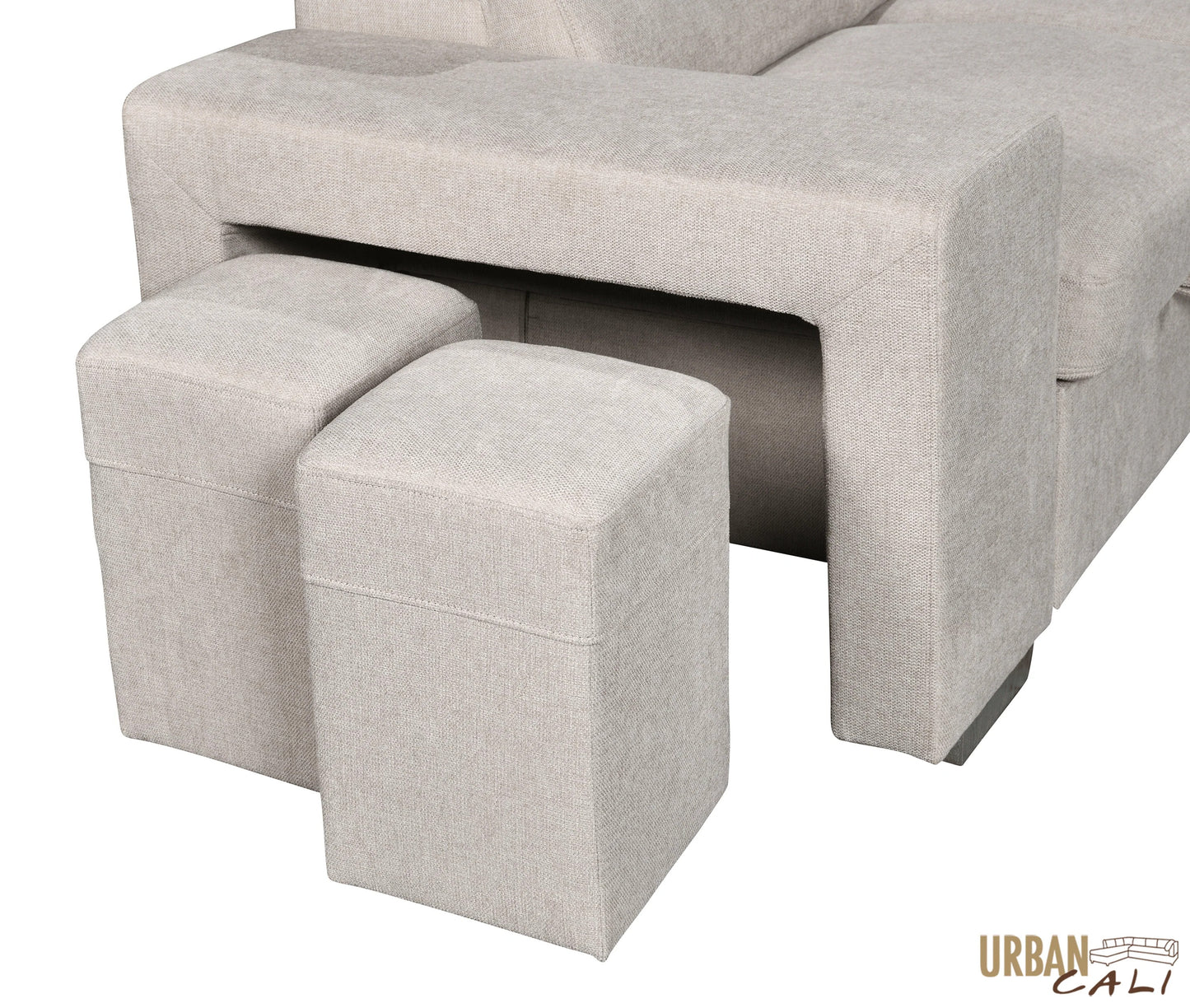 Pasadena Large Sleeper Sectional Sofa Bed with Storage Ottoman and 2 Stools - Available in 3 Colours