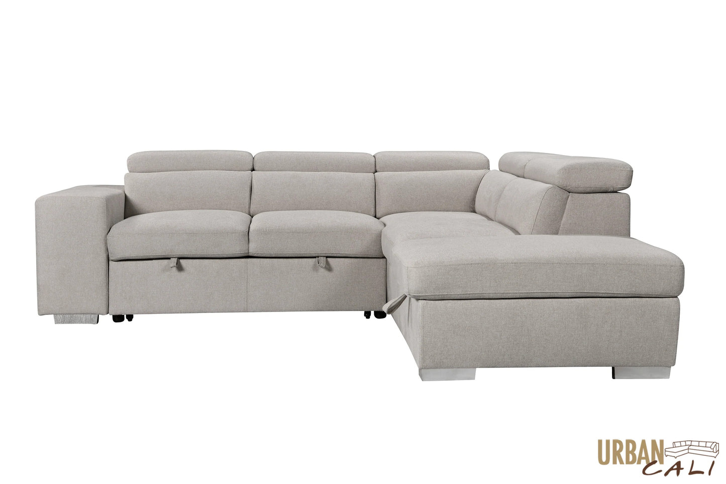 Pasadena Large Sleeper Sectional Sofa Bed with Storage Ottoman and 2 Stools - Available in 3 Colours