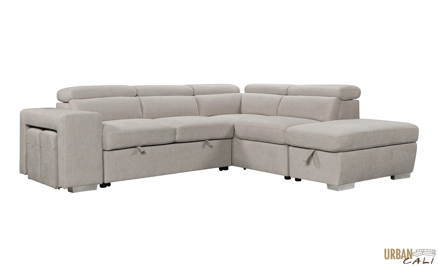Pasadena Large Sleeper Sectional Sofa Bed with Storage Ottoman and 2 Stools - Available in 3 Colours
