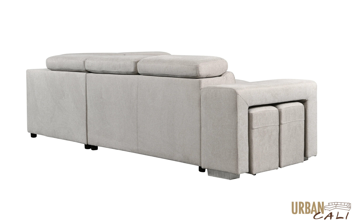 Pasadena Large Sleeper Sectional Sofa Bed with Storage Ottoman and 2 Stools - Available in 3 Colours