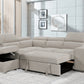 Pasadena Large Sleeper Sectional Sofa Bed with Storage Ottoman and 2 Stools - Available in 3 Colours