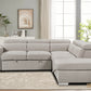 Pasadena Large Sleeper Sectional Sofa Bed with Storage Ottoman and 2 Stools - Available in 3 Colours