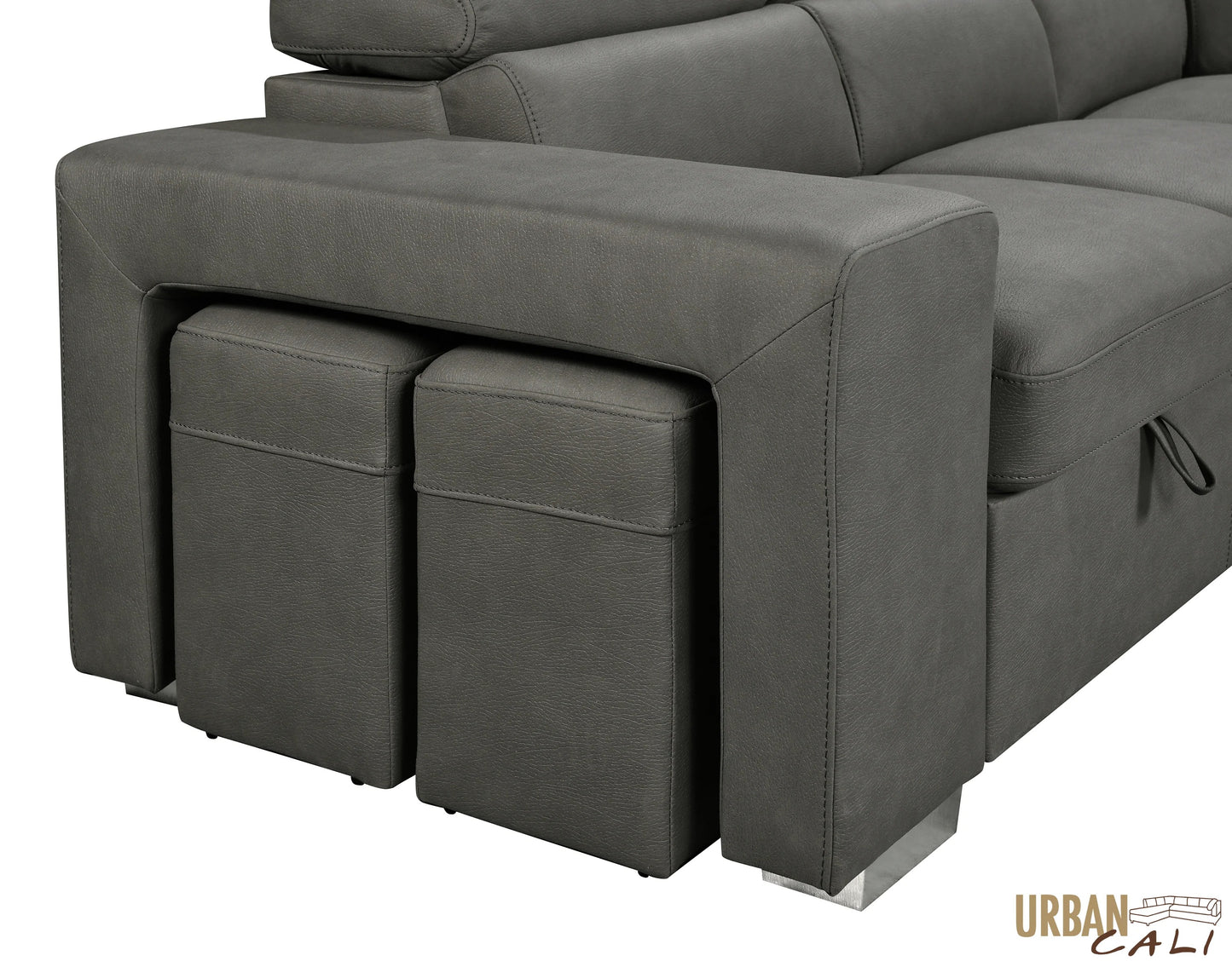 Pasadena Large Sleeper Sectional Sofa Bed with Storage Ottoman and 2 Stools - Available in 3 Colours