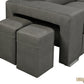 Pasadena Large Sleeper Sectional Sofa Bed with Storage Ottoman and 2 Stools - Available in 3 Colours