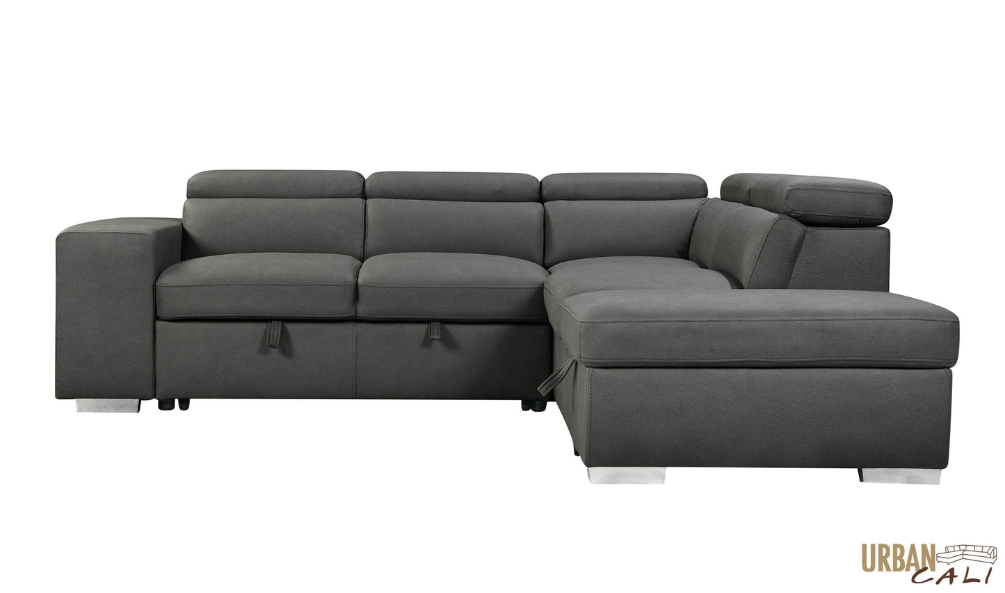 Pasadena Large Sleeper Sectional Sofa Bed with Storage Ottoman and 2 Stools - Available in 3 Colours