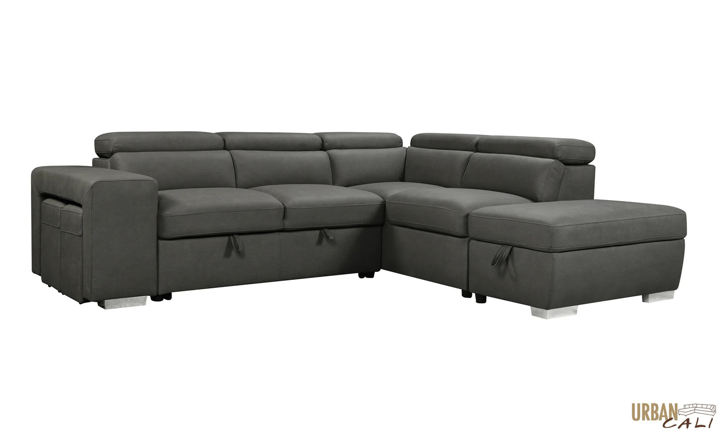 Pasadena Large Sleeper Sectional Sofa Bed with Storage Ottoman and 2 Stools - Available in 3 Colours