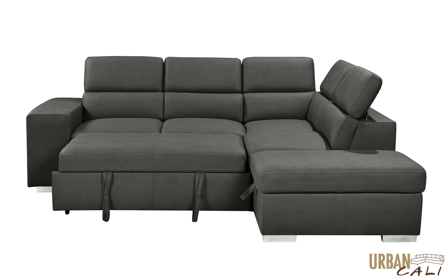 Pasadena Large Sleeper Sectional Sofa Bed with Storage Ottoman and 2 Stools - Available in 3 Colours