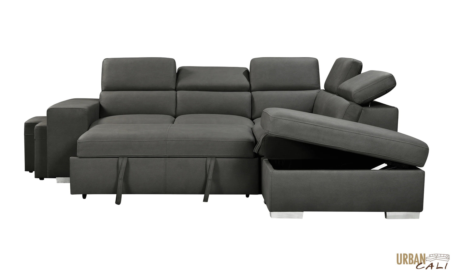 Pasadena Large Sleeper Sectional Sofa Bed with Storage Ottoman and 2 Stools - Available in 3 Colours
