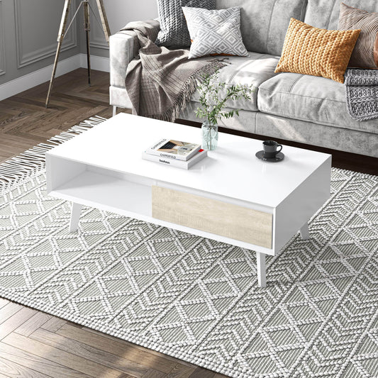 Modubox Coffee Table Adara 48W Coffee Table in UV White and Mountain Ash Grey